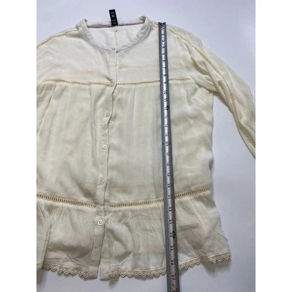 Sacred Threads Womens Blouse Small Ivory Tiered Cutouts Festival Fairy Boho - Picture 7 of 9
